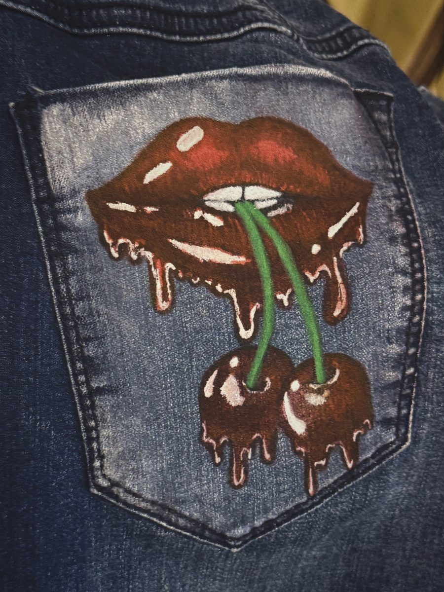 Cherry Drip dripping lips and cherries pocket piece