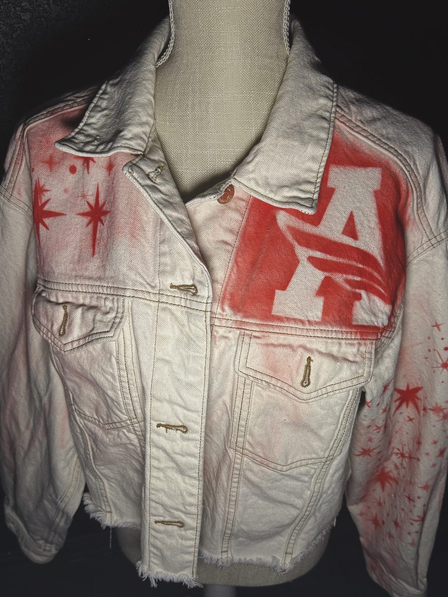 Argyle Eagles white denim with red A and stars